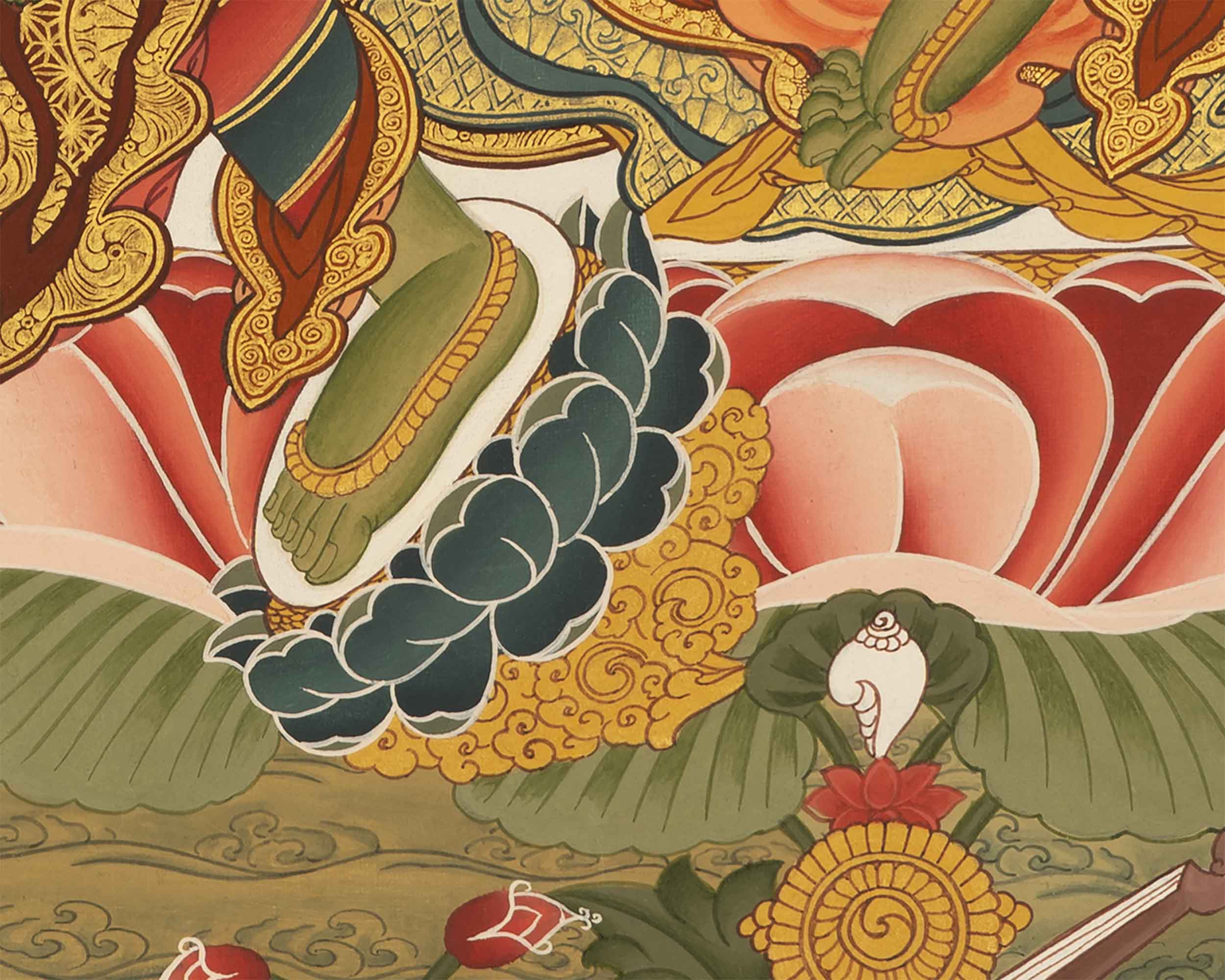Green Tara Thangka | Female Bodhisattva Wall hanging Painting