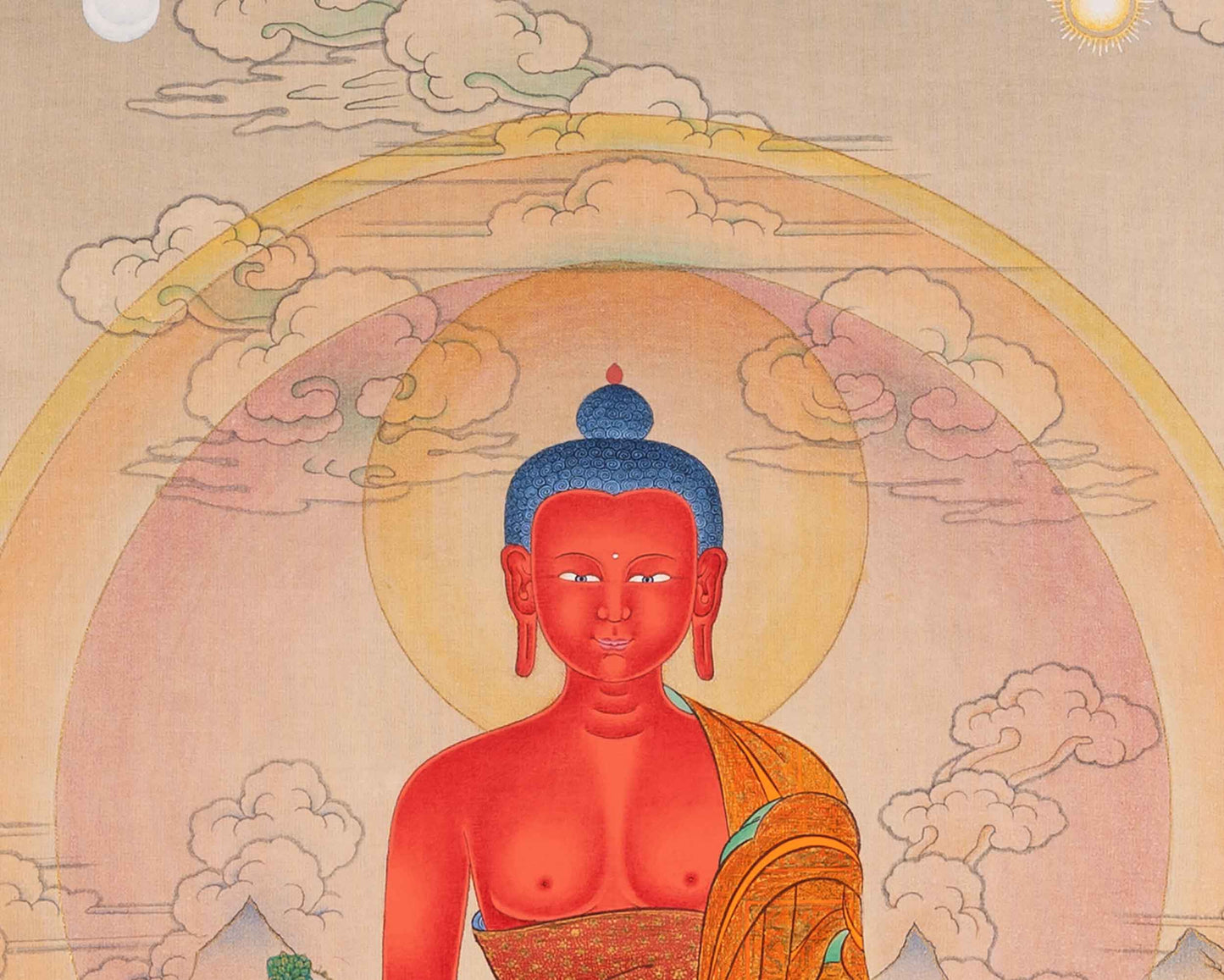 Amitabha Buddha With Chenrezig and Vajrapani Thangka | Traditionally Hand-Painted Art