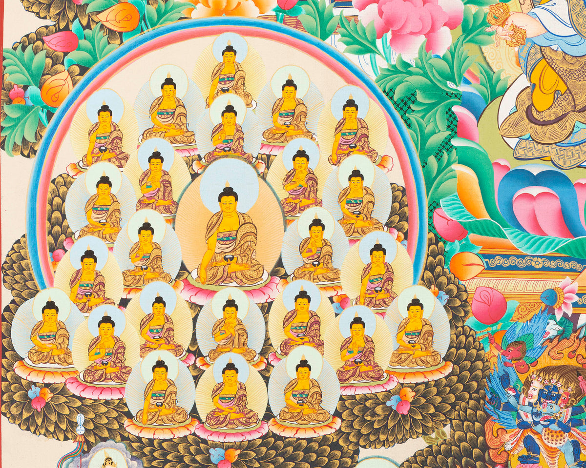 Guru Rinpoche Refuge Tree | Hand Painted Buddhist Print