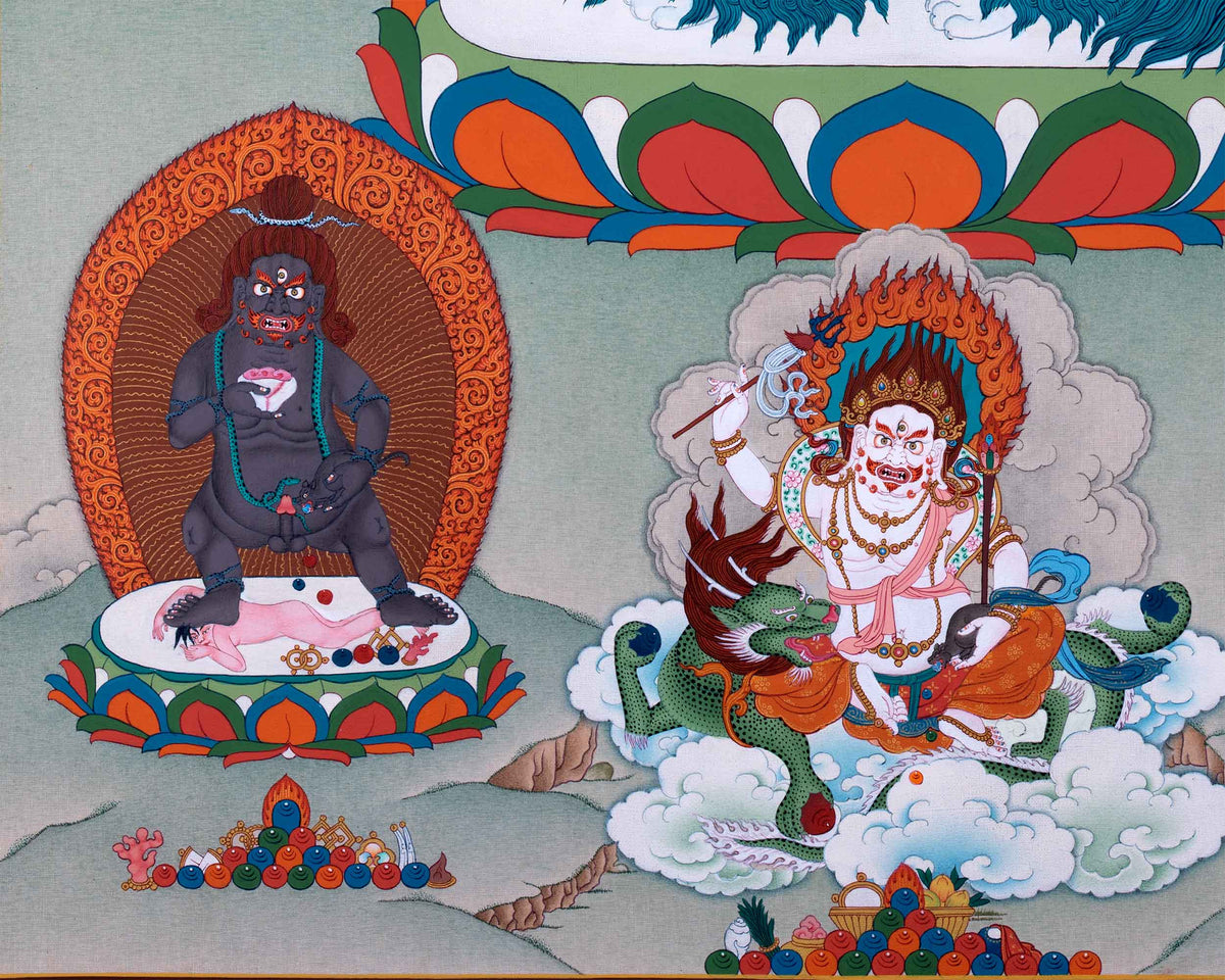 Five Dzambhala Thangka Masterpiece | Painting of Wealth Deity From Enlightenment