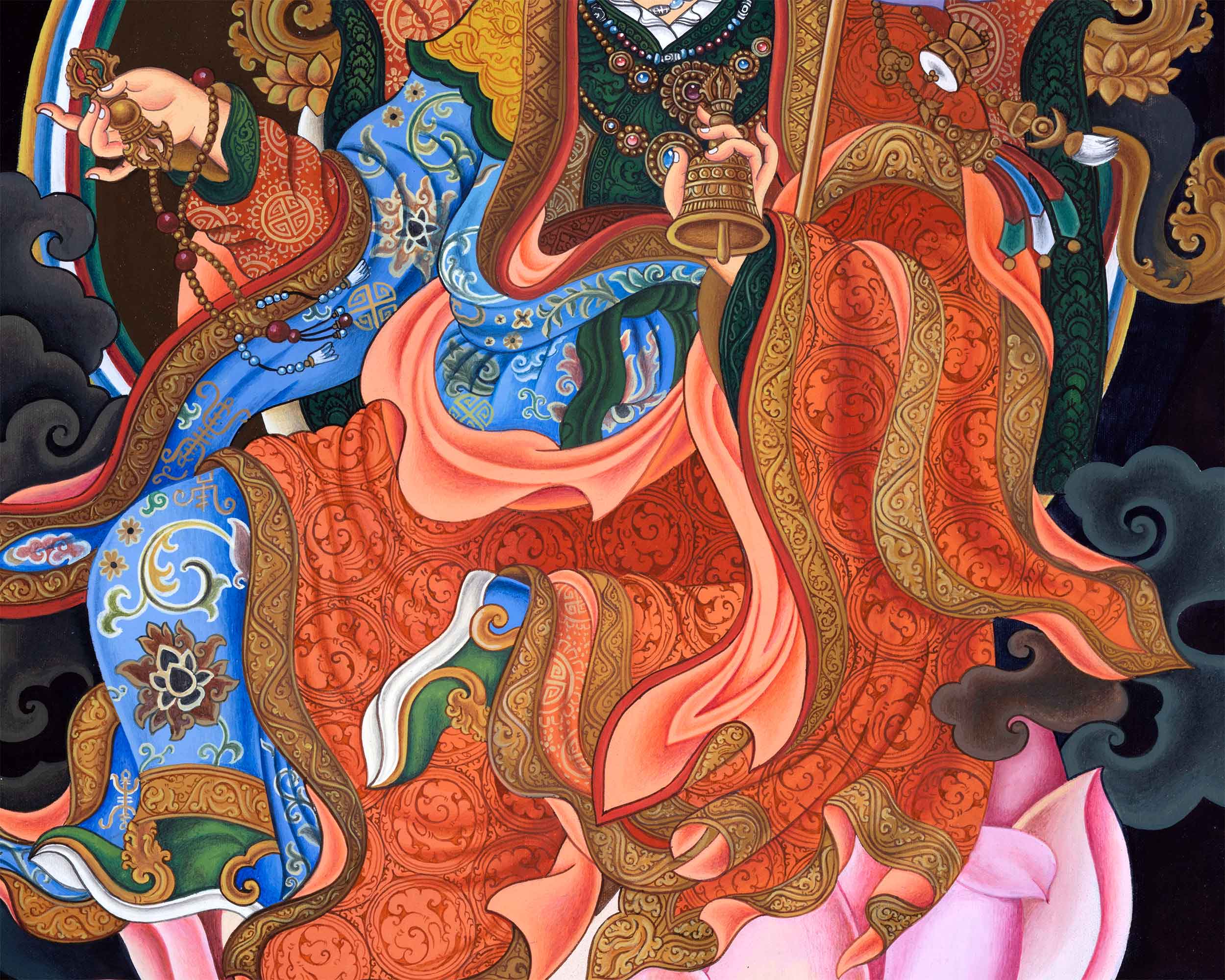 Traditional Giclee Print For Guru Rinpoche Puja | High Quality Giclee Print Of Lotus Born Master For Rituals