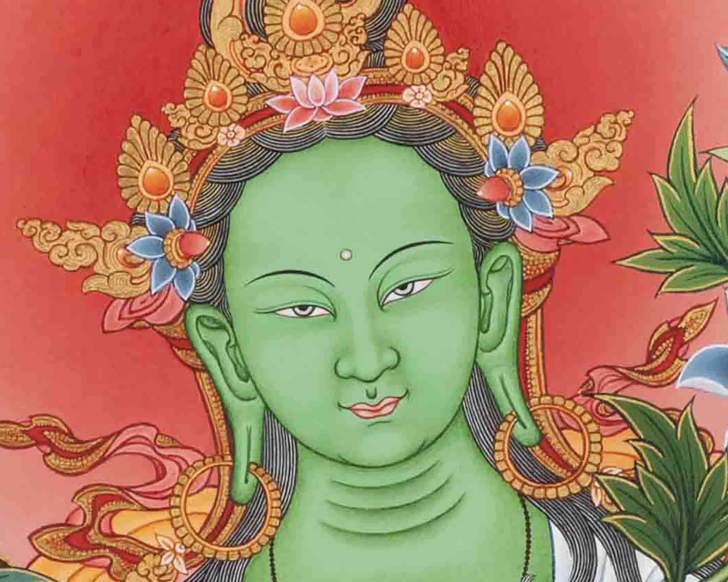 Arya Green Tara Print | Thangka Print | Religious Wall Decors