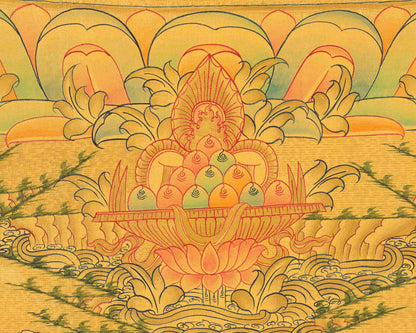 Shakyamuni Buddha Gold Thangka | Religious Tibetan Paint | Wall Decors
