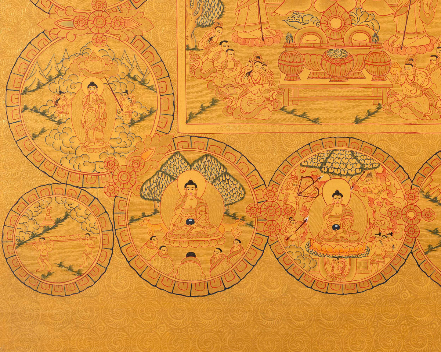 Buddha Life Story | Handpainted Thangka Art | Religious Wall Decor