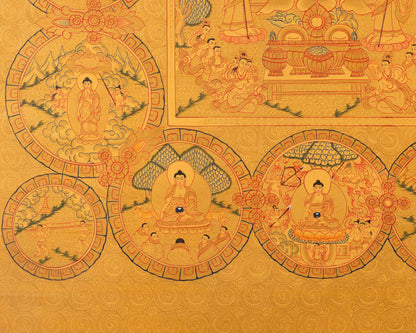 Buddha Life Story | Handpainted Thangka Art | Religious Wall Decor