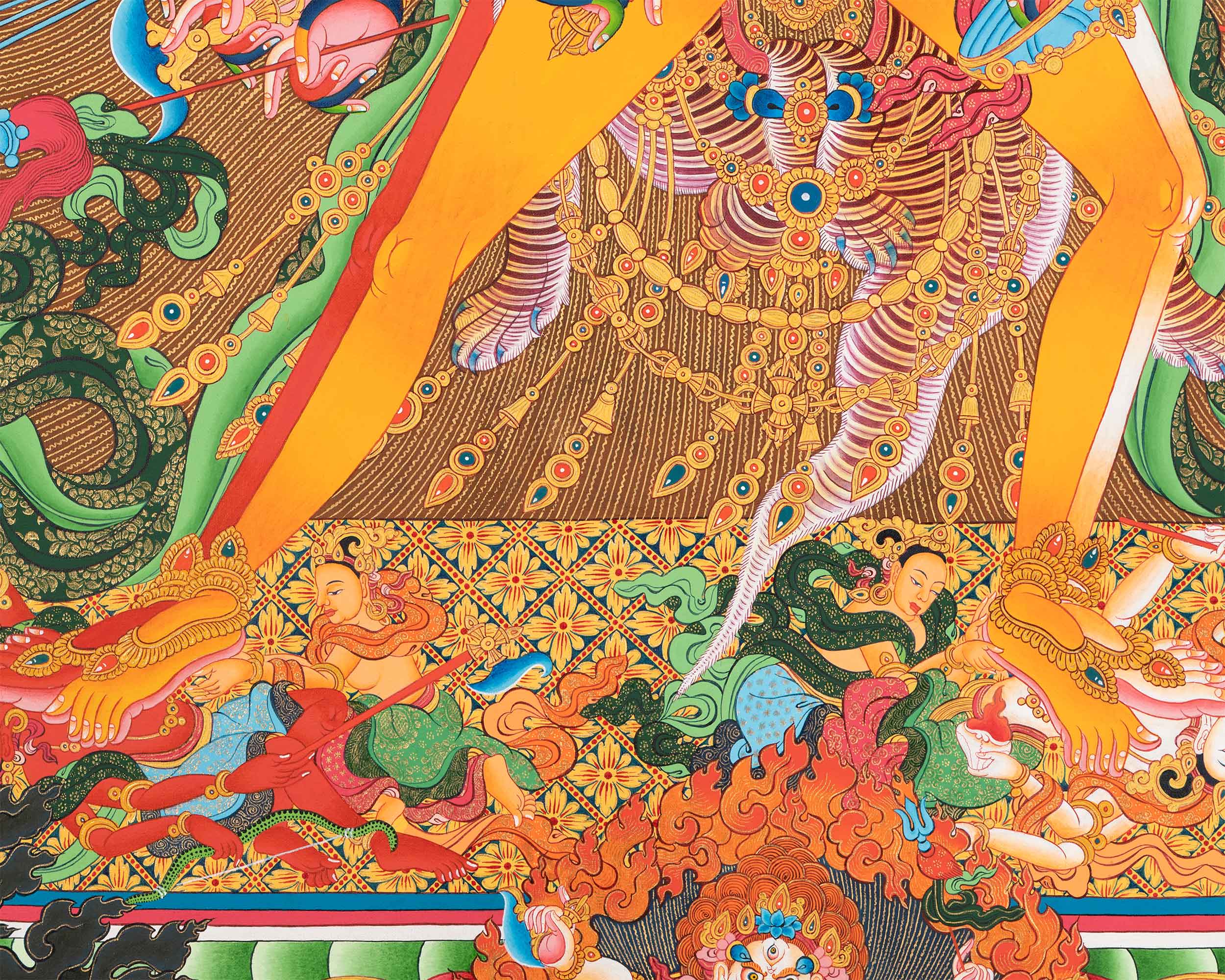 Kalachakra In Union With Consort Vajrayogini Giclee Print | The Wheel Of Supreme Bliss In Paubha Print