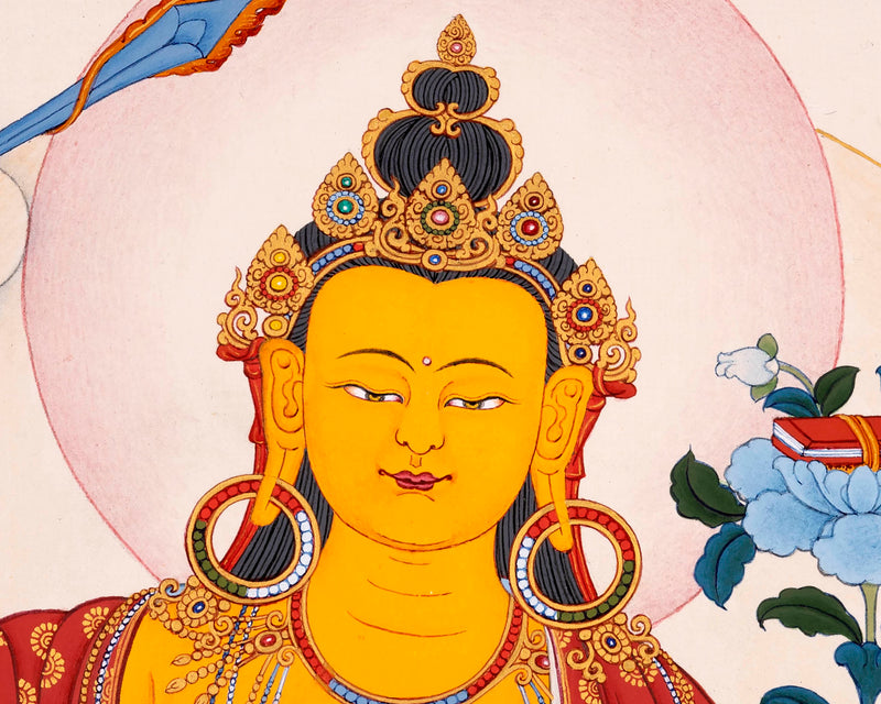 Wisdom Buddha Manjushri, Tibetan Thangka Art