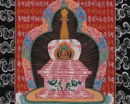 Chorten Thangka Print | Buddhist Stupa | Wall Decoration