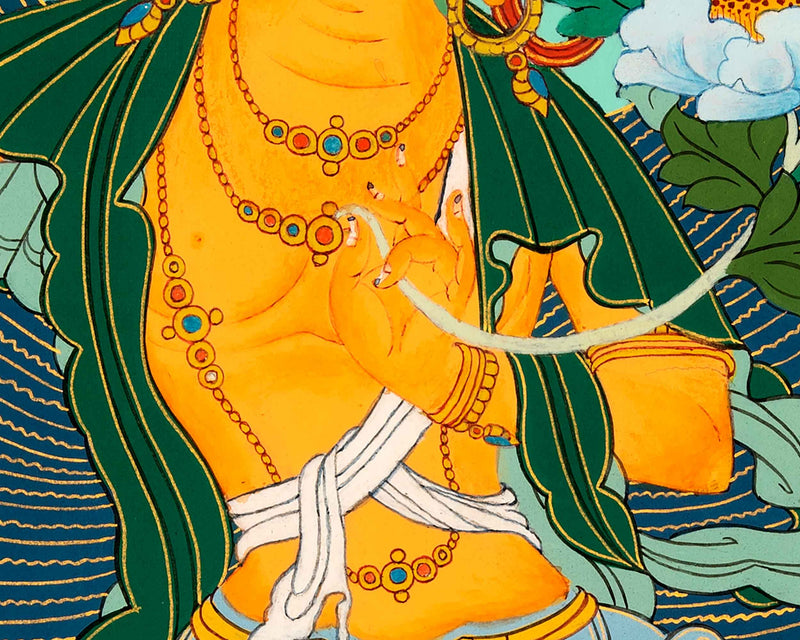 Small Manjushri Thangka Art | Traditional Tibetan Bodhisattva