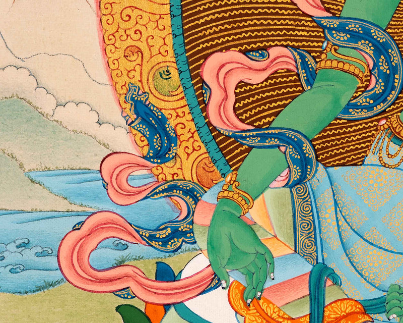 Green Tara Nepal Thangka | Traditional Tibetan Buddhist Painting