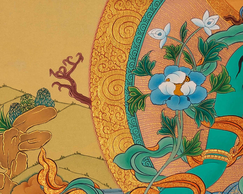 Green Tara Thangka | Hand-Painted Green Tara Thangka For Mantra Practice