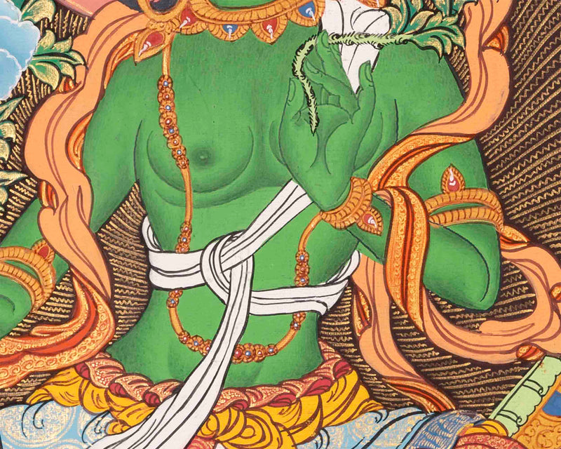 Green Tara Thangka | Traditional Tibetan Art | Religious Wall Decor