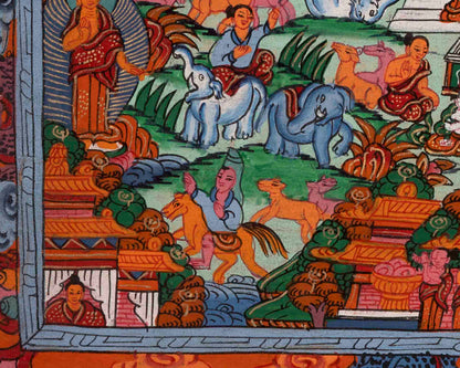 Shakyamuni Buddha's Life Story | Vintage Thangka | Wall Decors