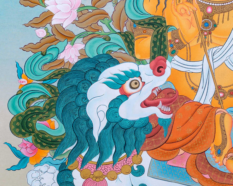 Hand-Painted Buddhist Wealth Deity | Namtoshe Thangka Art | Blessings of Wealth and Abundance