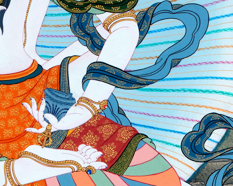 Vajrasattva with Consort Thangka | Traditionally Hand Painted Yab Yum Art