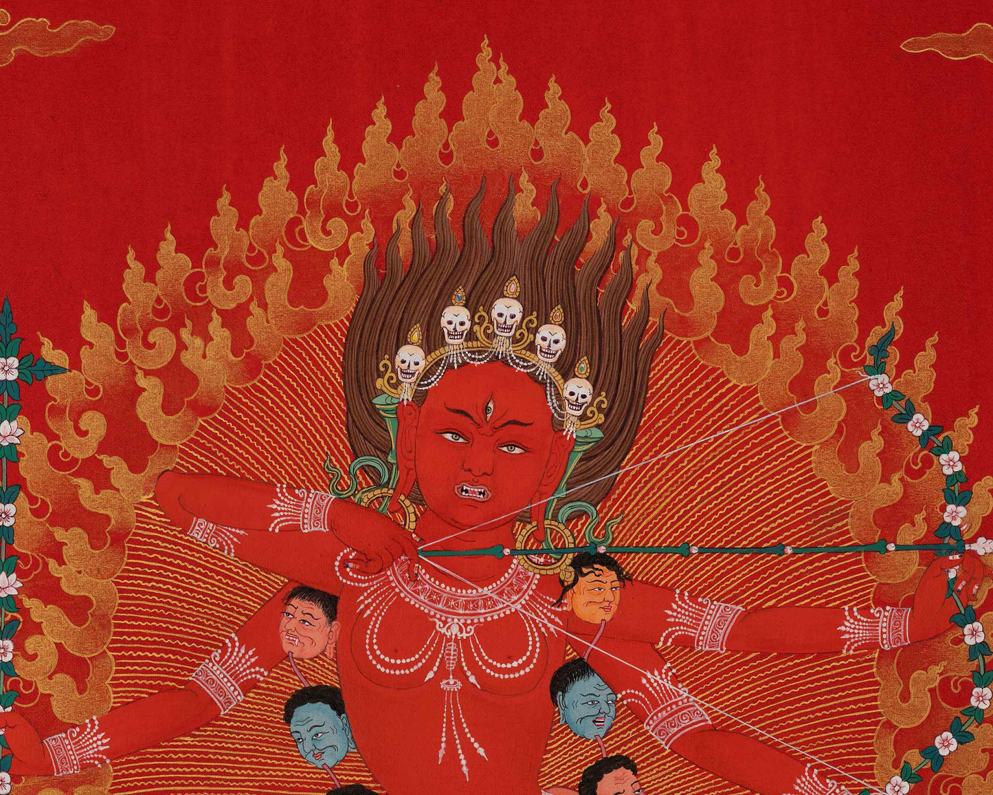 Kurukulle Sadhana Thangka | Kurukulla With Ganesha And Takiraja