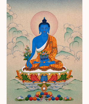 Medicine Buddha Thangka | Traditional Hand-painted Menla Thanka