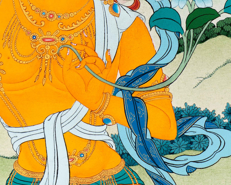 Bodhisattva Manjushri Thangka | Traditionally Hand Painted Buddhist Art