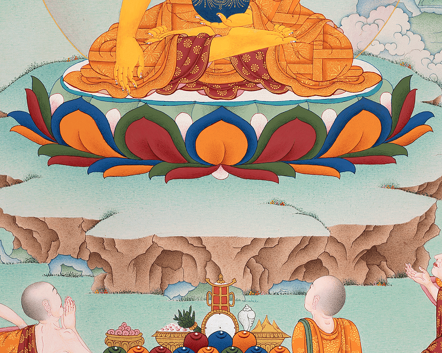 Hand-painted Buddha Shakyamuni Thangka | Karma Gardi Style Artwork on Canvas