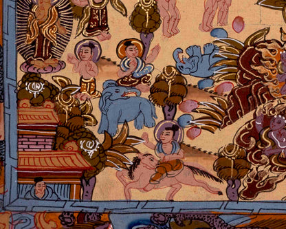 Buddha Life Story Thangka | Religious Buddhist Thangka