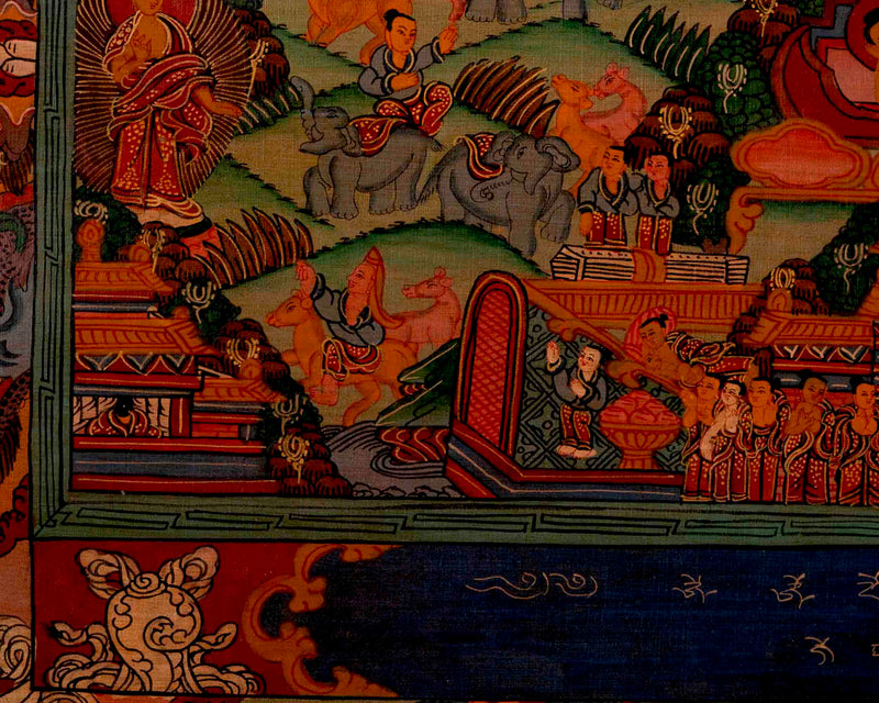 Shakyamuni Budda's Life Story | Oil Varnished Thangka | Wall Decors