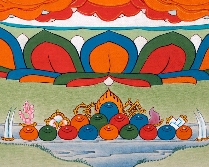 Small Buddha Amitabha Prayer Thangka | Tibetan Art of Infinite Light Deity