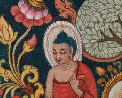 Sri Siddhartha Gautama Buddha Thangka Print | Historical Buddha Life Event On Cavnas