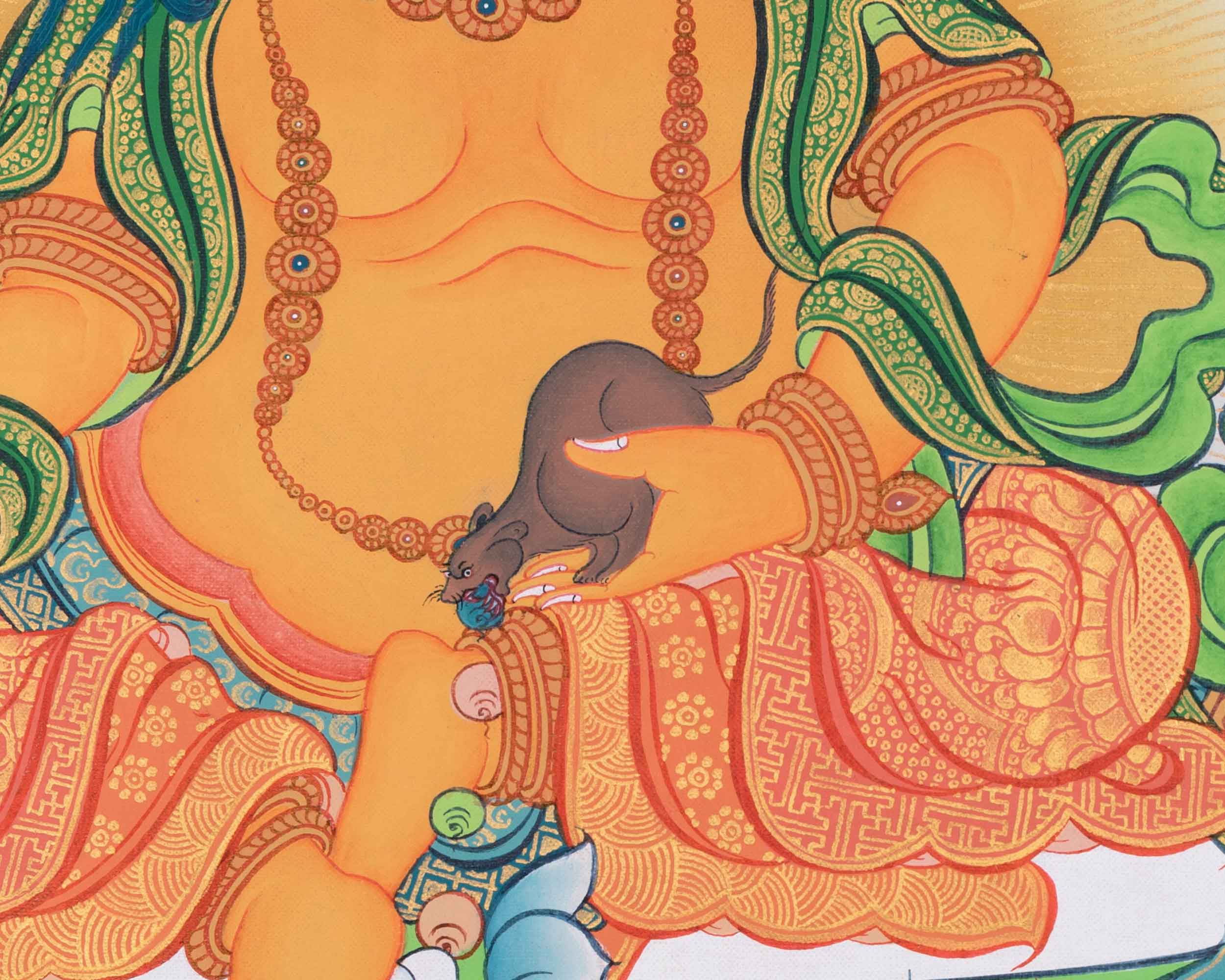 Dzambhala Divine Thangka Artwork | Embodiment of Abundance | Art for Meditation