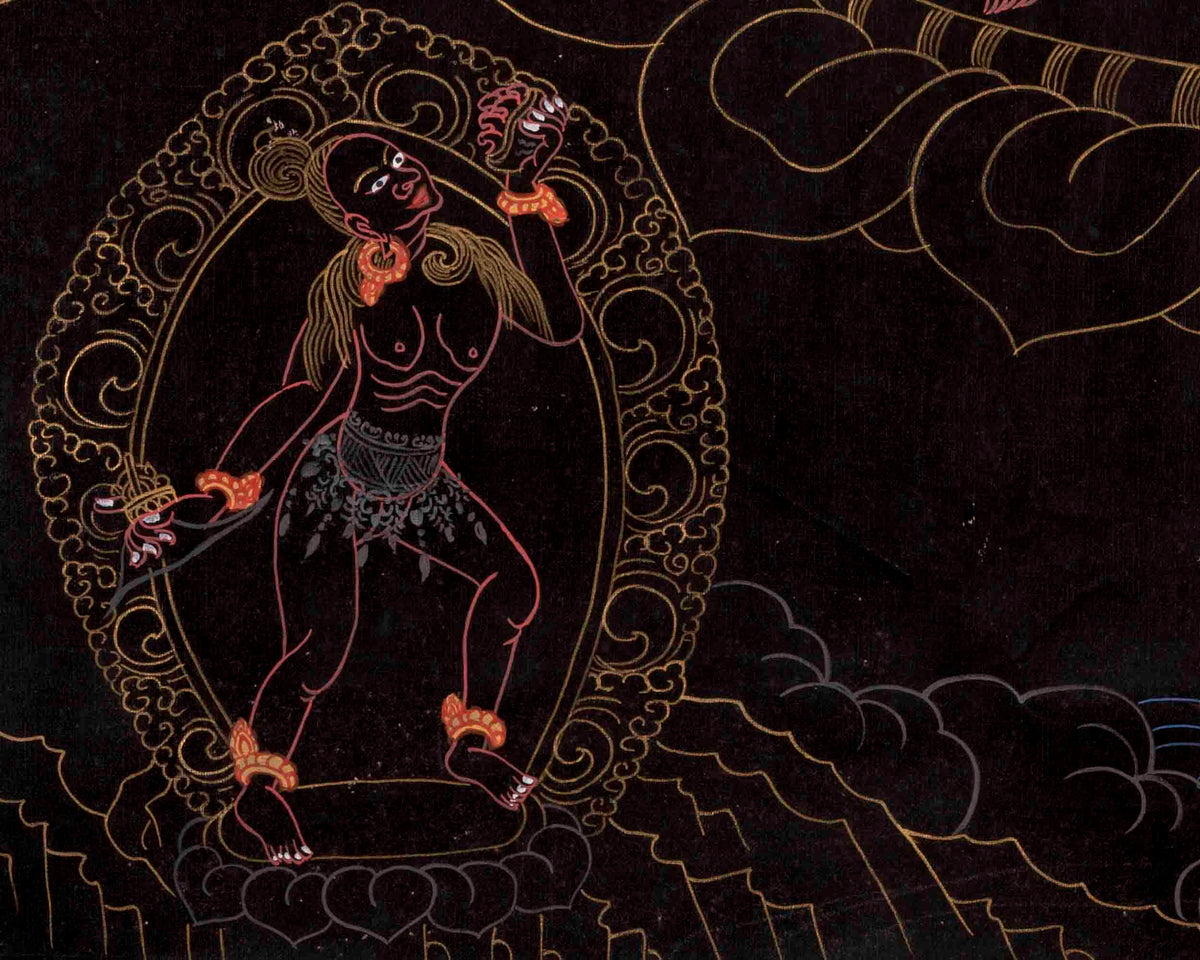 Vajrayogini in Black Themed Digital Prints | Tibetan Wall Decoration
