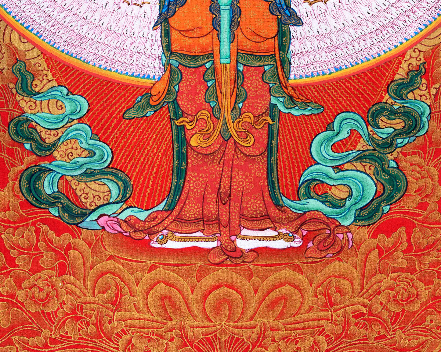 Himalayan Tibetan Thangka For 1000 Arm Chenrezig Sadhana Practice | Traditional Tibetan Bodhisattva Art