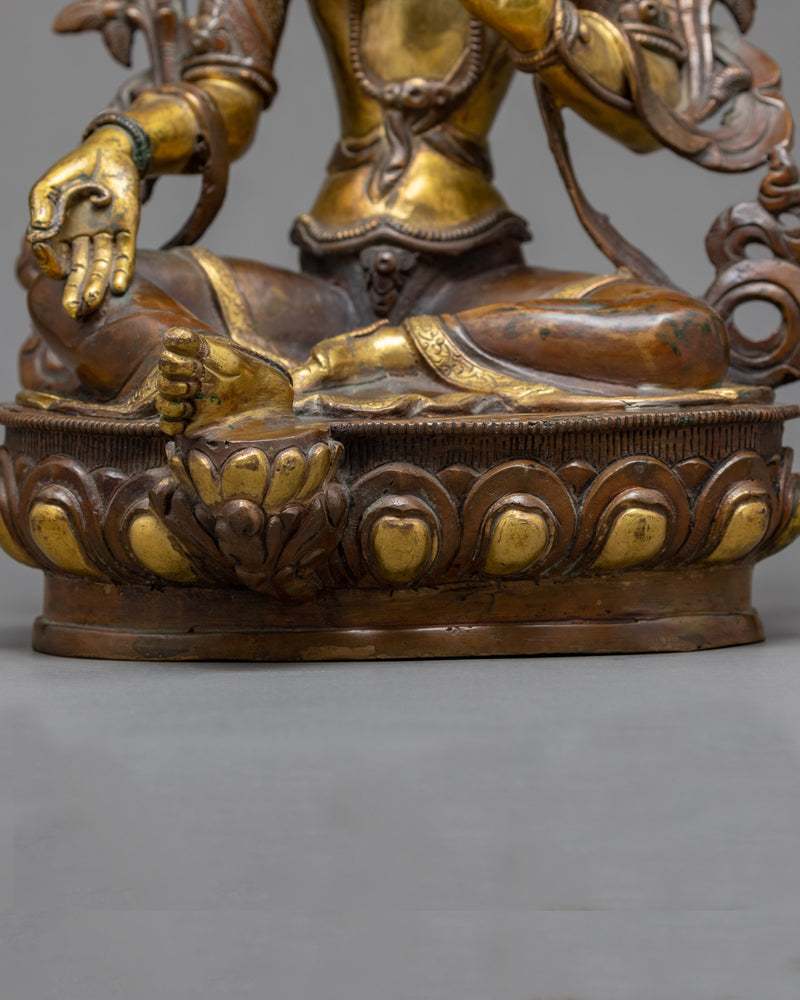 Green Tara Statue | Zen Room Decor | Tibetan Buddhist Sculpture