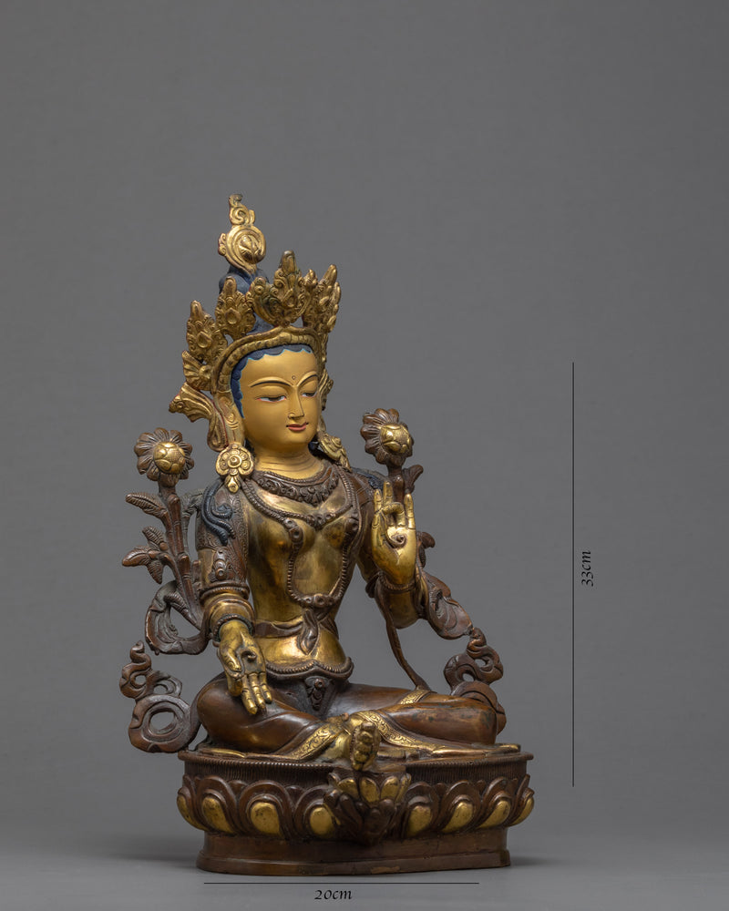 Green Tara Statue | Zen Room Decor | Tibetan Buddhist Sculpture