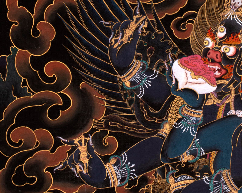 Vajrakilaya Painting, Tibetan Thangka with 24K Gold