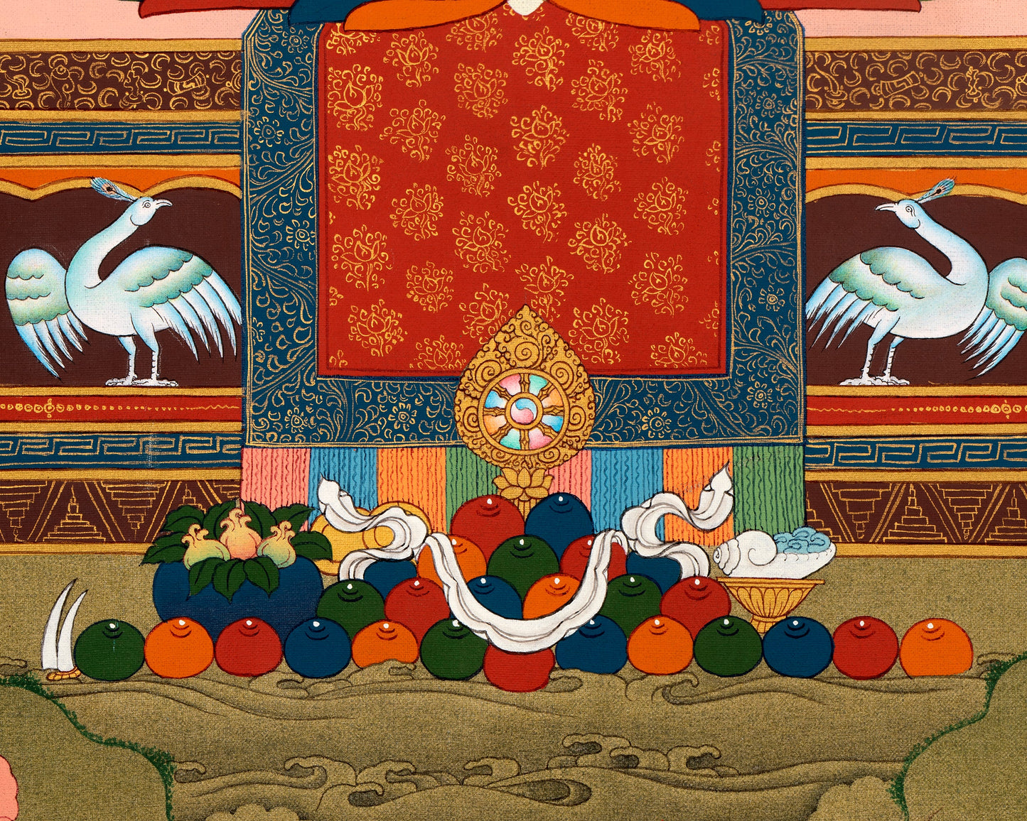 Amitabha Buddha, Chenrezig and Vajrapani | Hand Painted | Tibetan Thangka Art