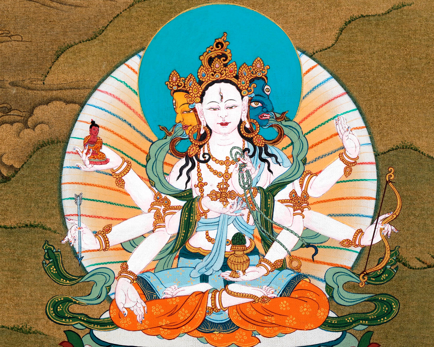 Amitayush With White Tara and Namgyalma Canvas Print |   High Quality Giclee Canvas Print