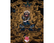 Sakya Mahakala Thangka | Hand painted Tibetan Black And Gold Thangka