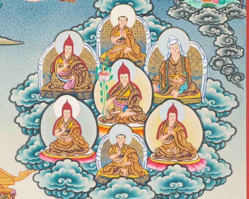 Guru Rinpoche Lineage Tree | Thangka Print | Digital Wall Decors