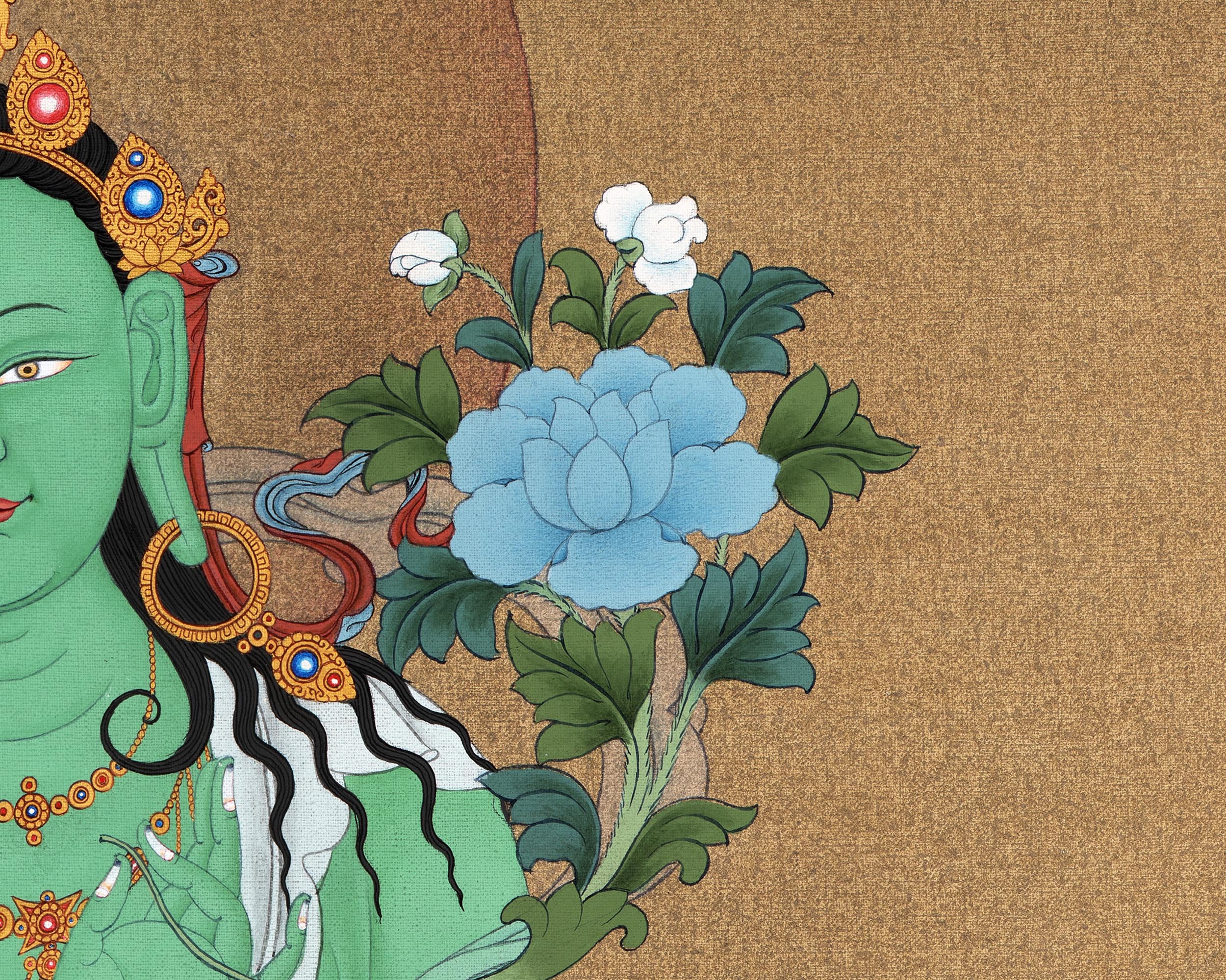 Green Tara Canvas Print | Buddhist Tara Print | High Quality Giclee