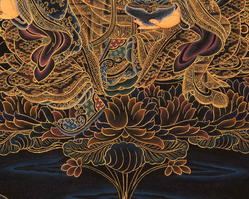 Guru Rinpoche Tibetan Thangka | Genuinely Gold Gilded Buddhist Art