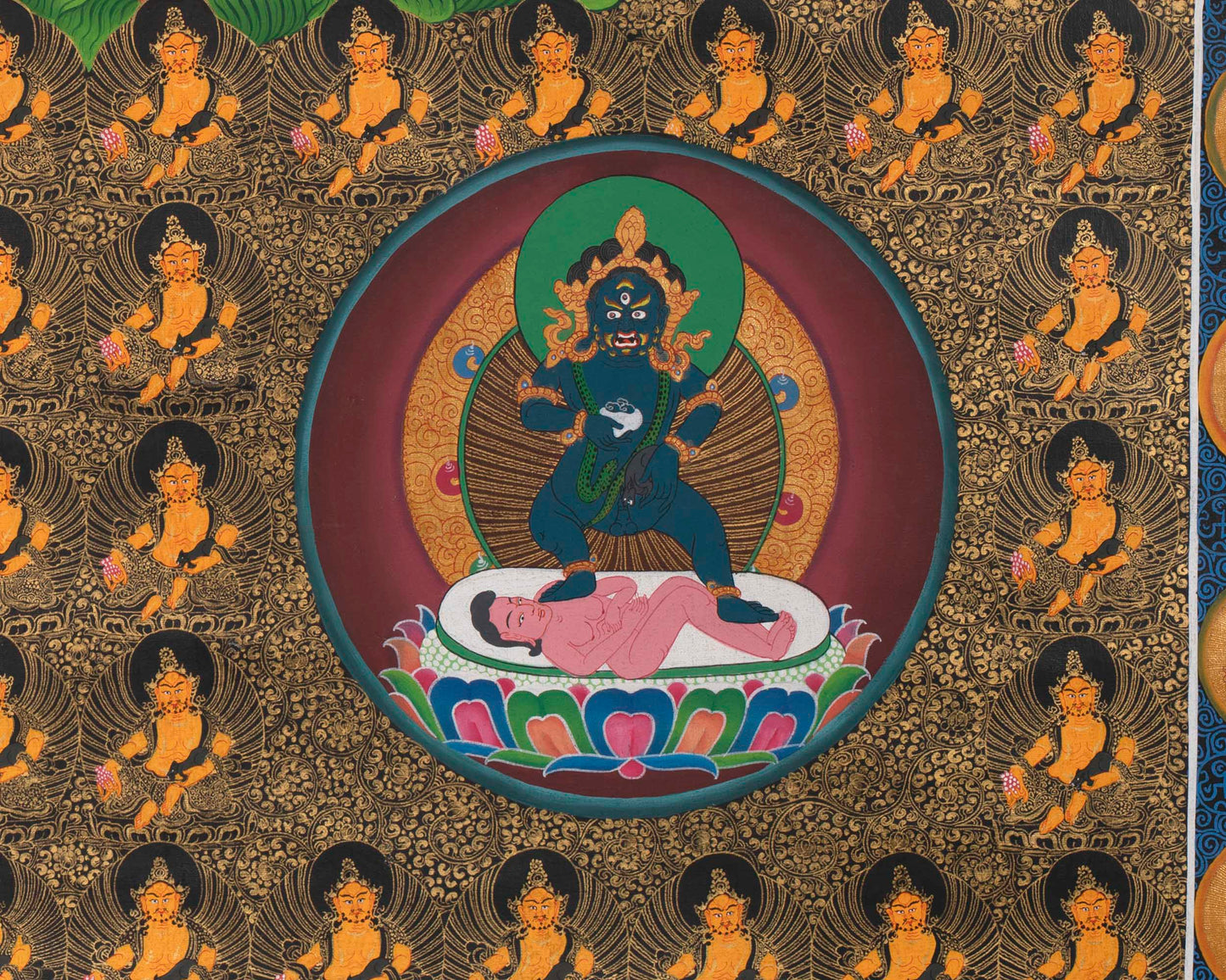 Dzambala Yellow Thangka  |  Traditional Tibetan Art | Wall Decors