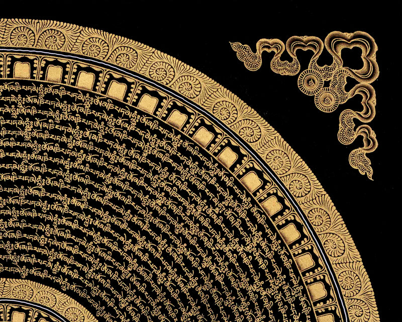 Gold Mandala Thangka Print | Traditional Buddhist Mandala in Giclee Canvas Print | Spiritual Gift Ideas