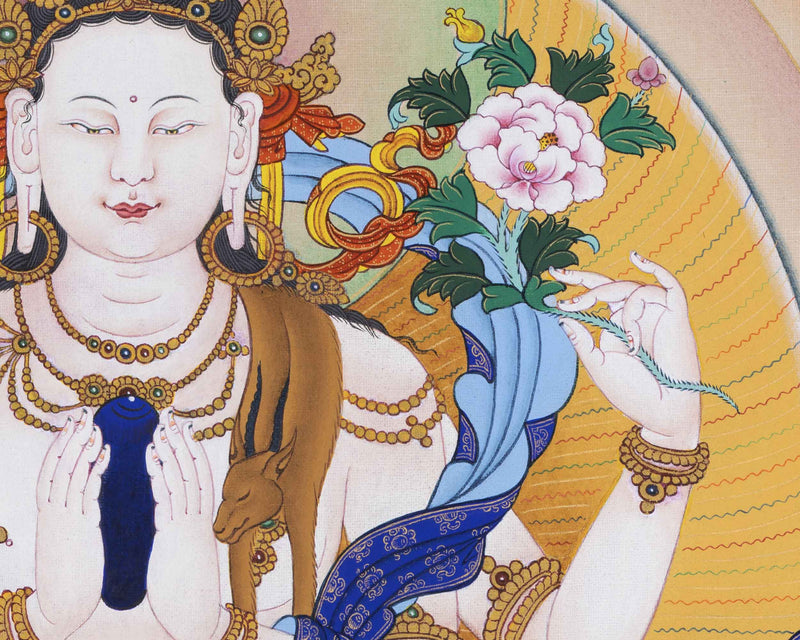 Tibetan Canvas Print For Chenrezig Mantra Practice | Four-Armed Avalokitesvara Giclee Print