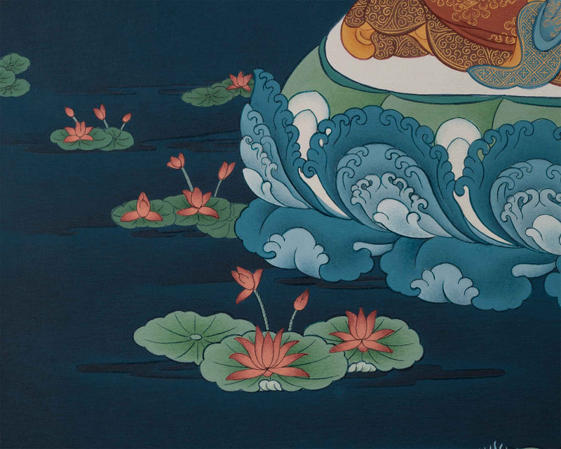 The Radiant Manjushri Thangka Print | The Bodhisattva of Wisdom Canvas Print | Buddhist Art |