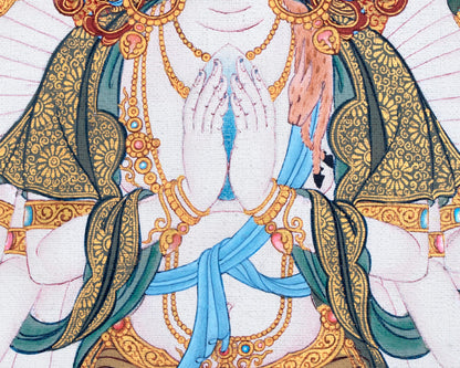 1000 Armed Avalokiteshvara Thangka Print | Traditional Tibetan Painting