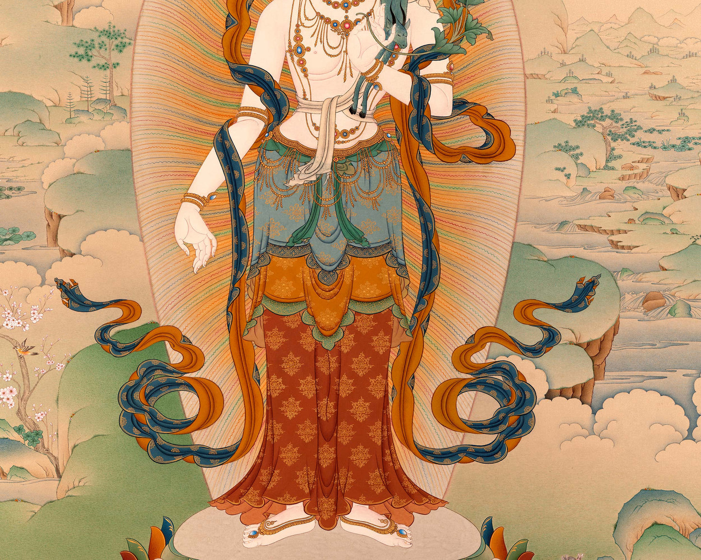 Standing Chenrezig Thangka | Bodhisattva Art Print