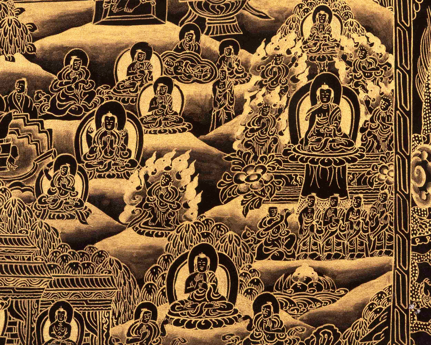 Gold Style Buddha Life Story Thangka | Religious Art | Wall Decors