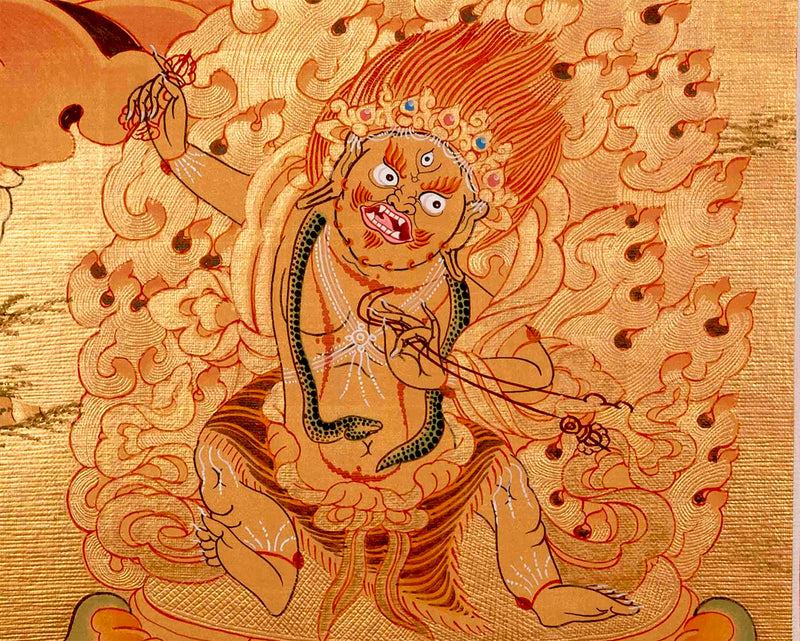 24K Gold Manjushree Thangka | Tibetan Buddhist Bodhisattva Art