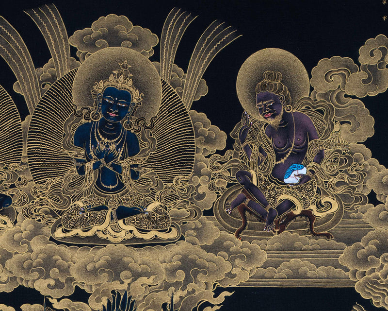 Sakya Mahakala with His Retinues and Sakya Masters, A complete Set of Mahakala Thangka