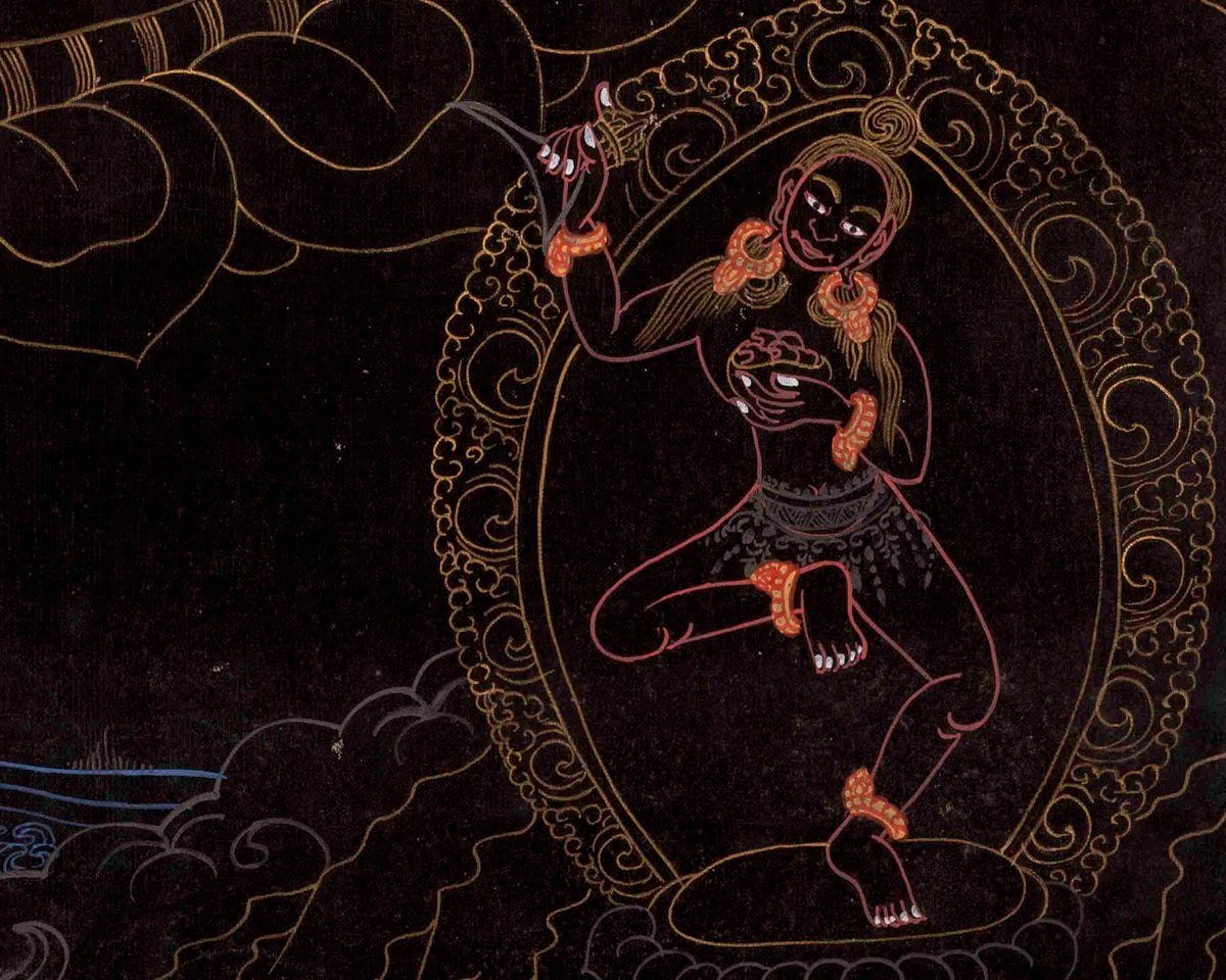 Vajrayogini in Black Themed Digital Prints | Tibetan Wall Decoration