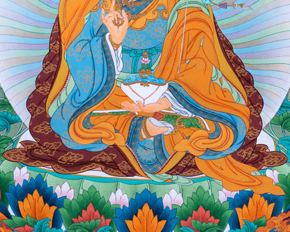 Traditional Tibetan Buddhist Art For Padmasambhava Day Celebration | Guru Rinpoche With Guru Dragpo and Singhamukha